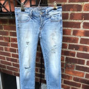 ripped blue jeggings